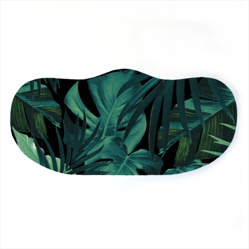Tropical Jungle Night Leaves Pattern #1 #tropical #decor #art - face cover mask by Anita Bella Jantz