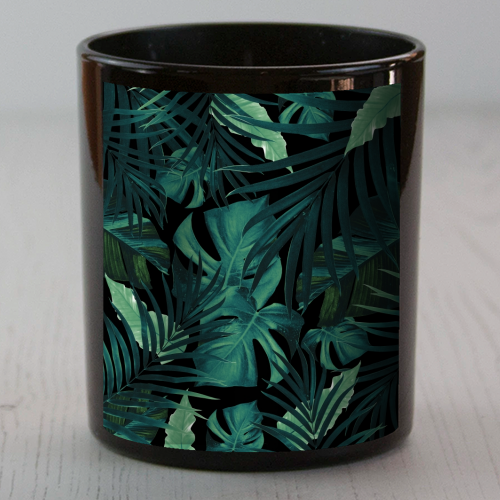 Tropical Jungle Night Leaves Pattern #1 #tropical #decor #art - scented candle by Anita Bella Jantz