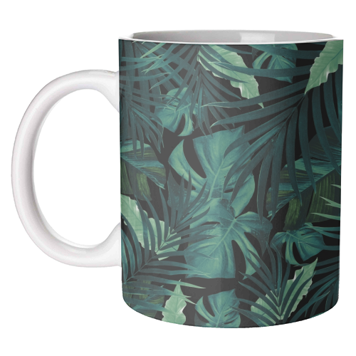 Tropical Jungle Night Leaves Pattern #1 #tropical #decor #art - unique mug by Anita Bella Jantz