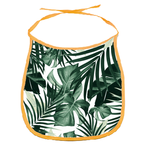 Tropical Jungle Leaves Pattern #4 #tropical #decor #art - funny baby bib by Anita Bella Jantz