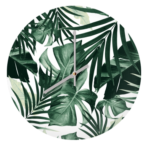 Tropical Jungle Leaves Pattern #4 #tropical #decor #art - quirky wall clock by Anita Bella Jantz
