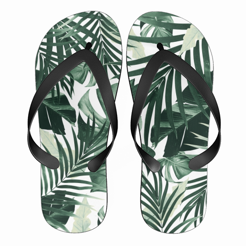 Tropical Jungle Leaves Pattern #4 #tropical #decor #art - funny flip flops by Anita Bella Jantz