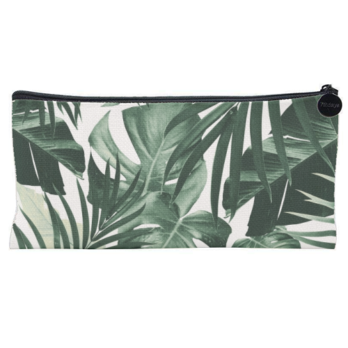 Tropical Jungle Leaves Pattern #4 #tropical #decor #art - flat pencil case by Anita Bella Jantz