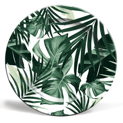 Tropical Jungle Leaves Pattern #4 #tropical #decor #art - ceramic dinner plate by Anita Bella Jantz