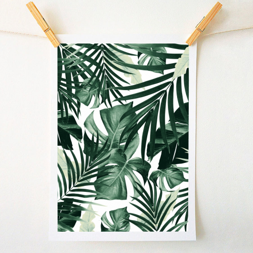 Tropical Jungle Leaves Pattern #4 #tropical #decor #art - A1 - A4 art print by Anita Bella Jantz