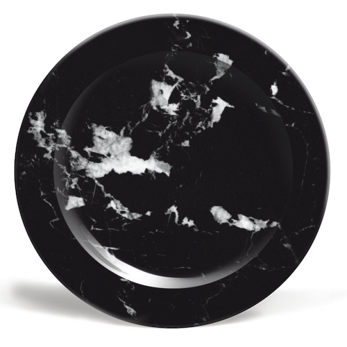 Black Marble #1 #decor #art - ceramic dinner plate by Anita Bella Jantz