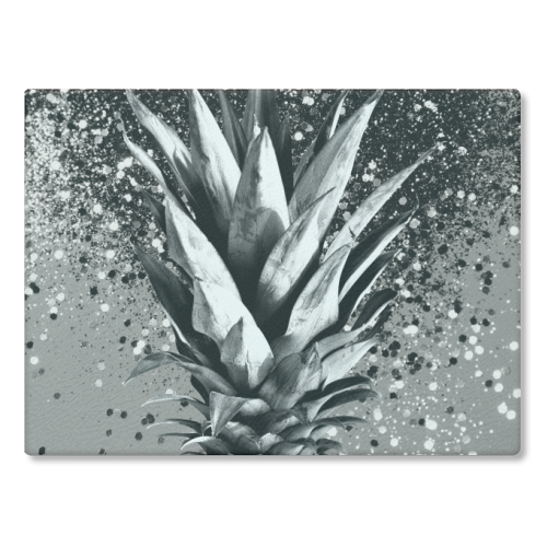 Pineapple Silver Gray Glitter Glam #1 #tropical #fruit #decor #art - glass chopping board by Anita Bella Jantz