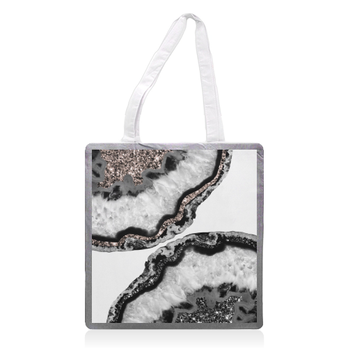Yin Yang Agate Glitter Glam #1 #gem #decor #art - printed tote bag by Anita Bella Jantz