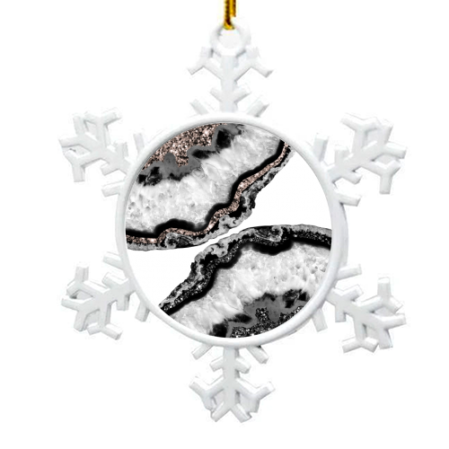 Yin Yang Agate Glitter Glam #1 #gem #decor #art - snowflake decoration by Anita Bella Jantz