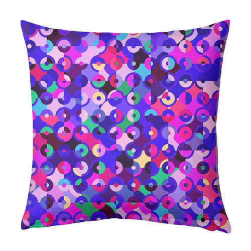 Colorful Retro Circles - designed cushion by Kaleiope Studio