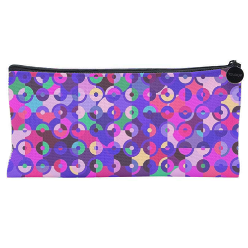 Colorful Retro Circles - flat pencil case by Kaleiope Studio