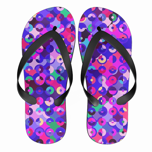 Colorful Retro Circles - funny flip flops by Kaleiope Studio