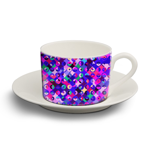 Colorful Retro Circles - personalised cup and saucer by Kaleiope Studio