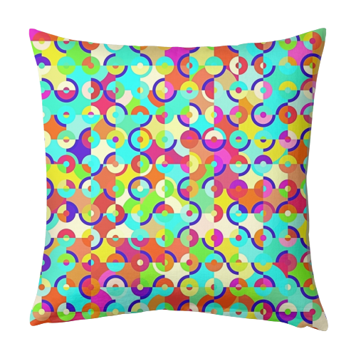 Colorful Retro Circles - designed cushion by Kaleiope Studio