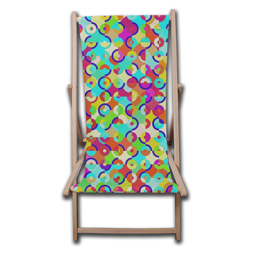 Colorful Retro Circles - canvas deck chair by Kaleiope Studio