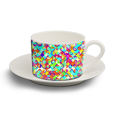 Colorful Retro Circles - personalised cup and saucer by Kaleiope Studio