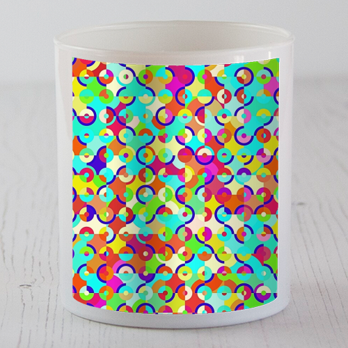 Colorful Retro Circles - scented candle by Kaleiope Studio