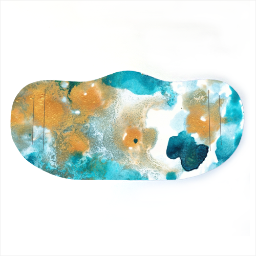 Aqua Teal Gold Abstract Painting #2 #ink #decor #art - face cover mask by Anita Bella Jantz