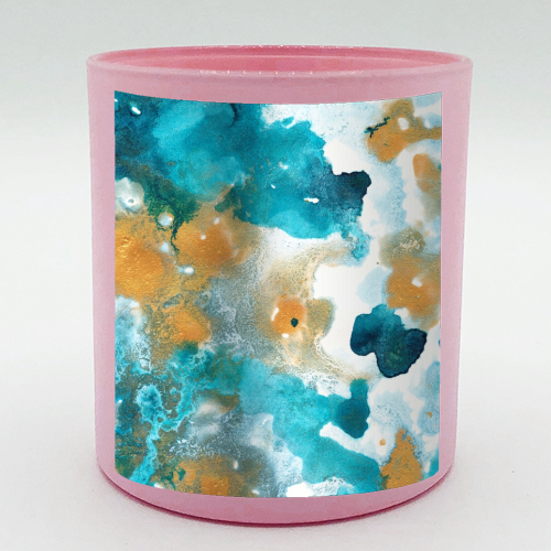 Aqua Teal Gold Abstract Painting #2 #ink #decor #art - scented candle by Anita Bella Jantz