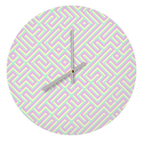 Colorful Maze Pattern - quirky wall clock by Kaleiope Studio