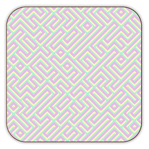 Colorful Maze Pattern - personalised beer coaster by Kaleiope Studio