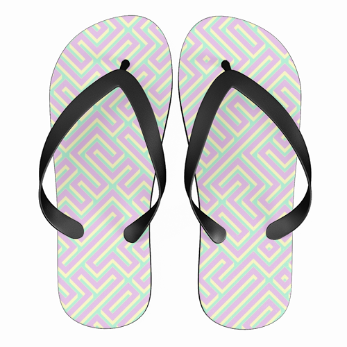 Colorful Maze Pattern - funny flip flops by Kaleiope Studio