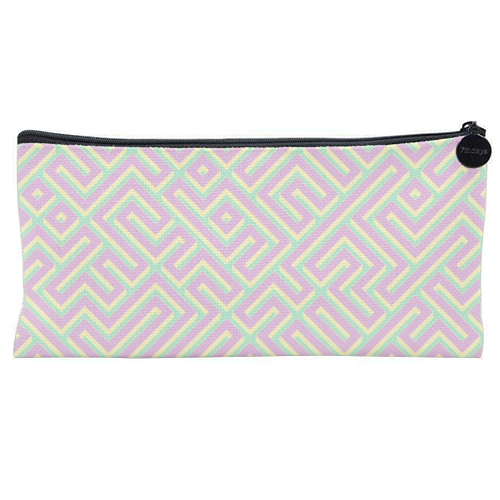 Colorful Maze Pattern - flat pencil case by Kaleiope Studio