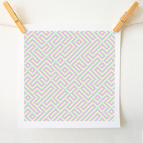 Colorful Maze Pattern - A1 - A4 art print by Kaleiope Studio