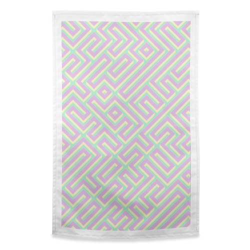 Colorful Maze Pattern - funny tea towel by Kaleiope Studio