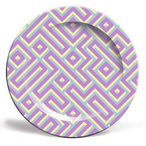 Colorful Maze Pattern - ceramic dinner plate by Kaleiope Studio