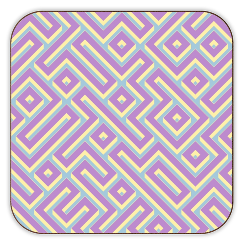Colorful Maze Pattern - personalised beer coaster by Kaleiope Studio