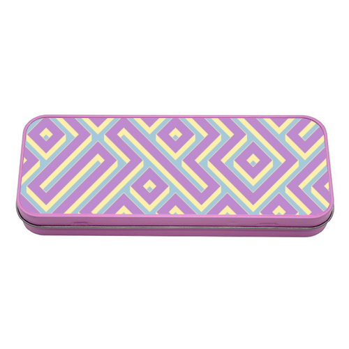 Colorful Maze Pattern - tin pencil case by Kaleiope Studio