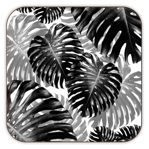 Tropical Monstera Jungle Leaves Pattern #3 #tropical #decor #art - personalised beer coaster by Anita Bella Jantz