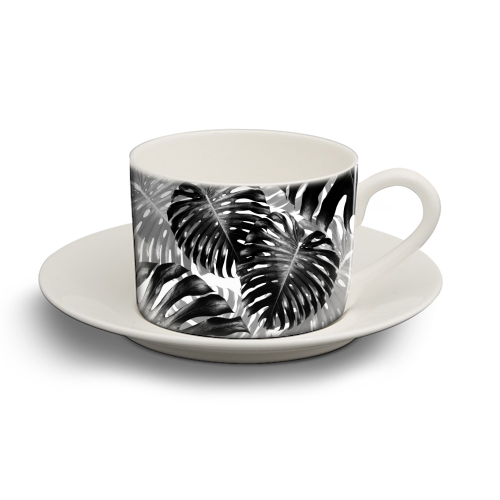 Tropical Monstera Jungle Leaves Pattern #3 #tropical #decor #art - personalised cup and saucer by Anita Bella Jantz