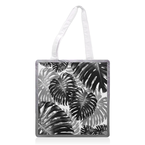 Tropical Monstera Jungle Leaves Pattern #3 #tropical #decor #art - printed tote bag by Anita Bella Jantz