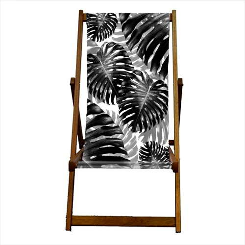 Tropical Monstera Jungle Leaves Pattern #3 #tropical #decor #art - canvas deck chair by Anita Bella Jantz