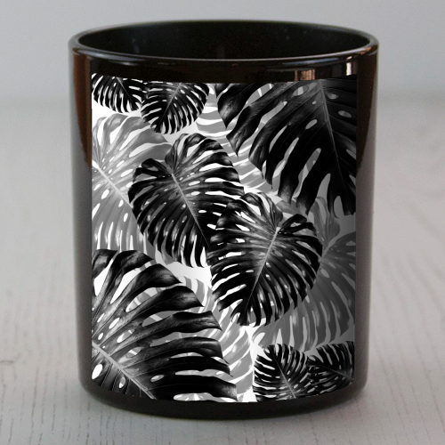 Tropical Monstera Jungle Leaves Pattern #3 #tropical #decor #art - scented candle by Anita Bella Jantz