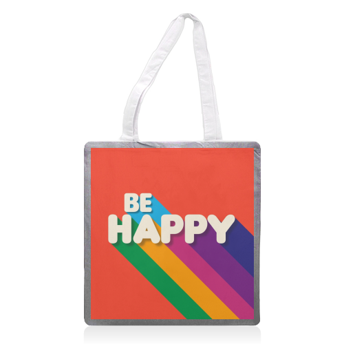 BE HAPPY - printed tote bag by Ania Wieclaw
