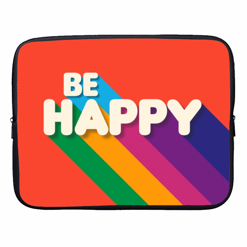 BE HAPPY - designer laptop sleeve by Ania Wieclaw