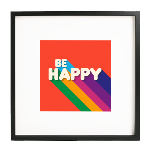 BE HAPPY - white/black framed print by Ania Wieclaw
