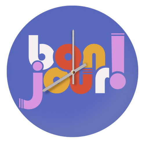 BON JOUR! FRENCH TYPOGRAPHY - quirky wall clock by Ania Wieclaw