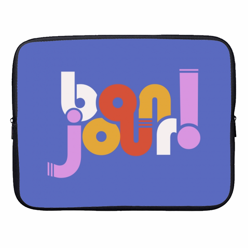 BON JOUR! FRENCH TYPOGRAPHY - designer laptop sleeve by Ania Wieclaw