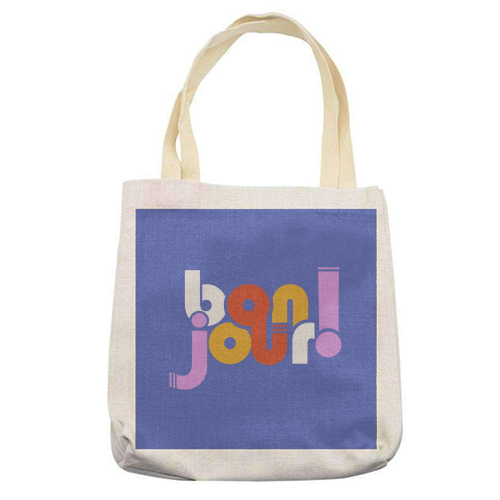BON JOUR! FRENCH TYPOGRAPHY - printed tote bag by Ania Wieclaw
