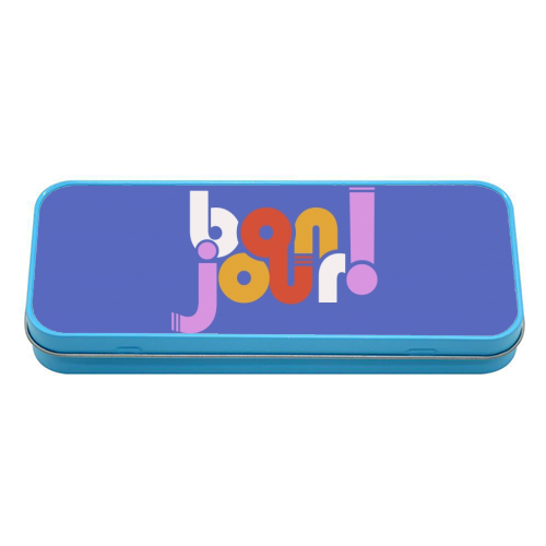 BON JOUR! FRENCH TYPOGRAPHY - tin pencil case by Ania Wieclaw