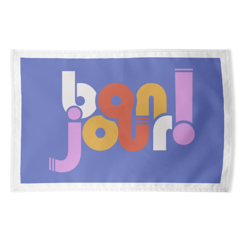 BON JOUR! FRENCH TYPOGRAPHY - funny tea towel by Ania Wieclaw