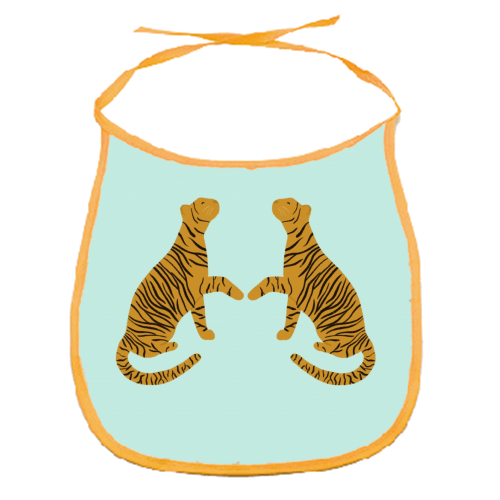 Mirrored Tigers - funny baby bib by Ella Seymour