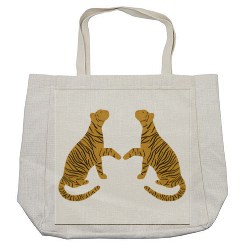 Mirrored Tigers - cool beach bag by Ella Seymour