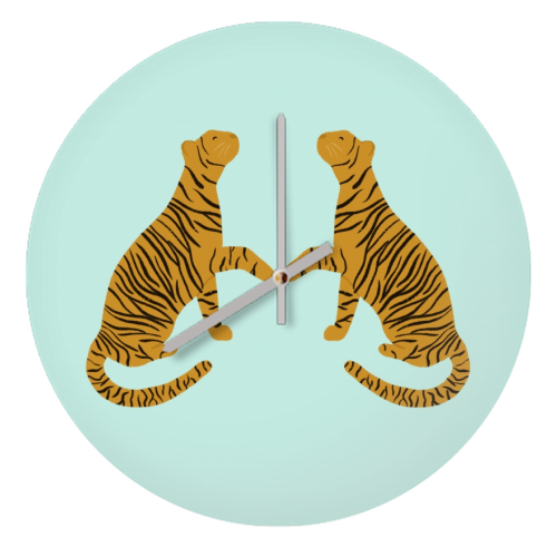 Mirrored Tigers - quirky wall clock by Ella Seymour