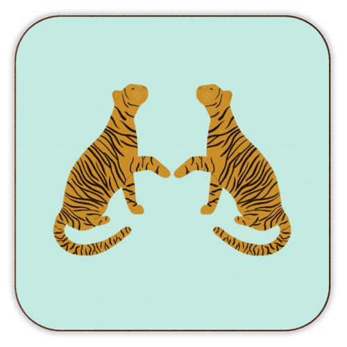 Mirrored Tigers - personalised beer coaster by Ella Seymour