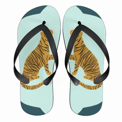 Mirrored Tigers - funny flip flops by Ella Seymour